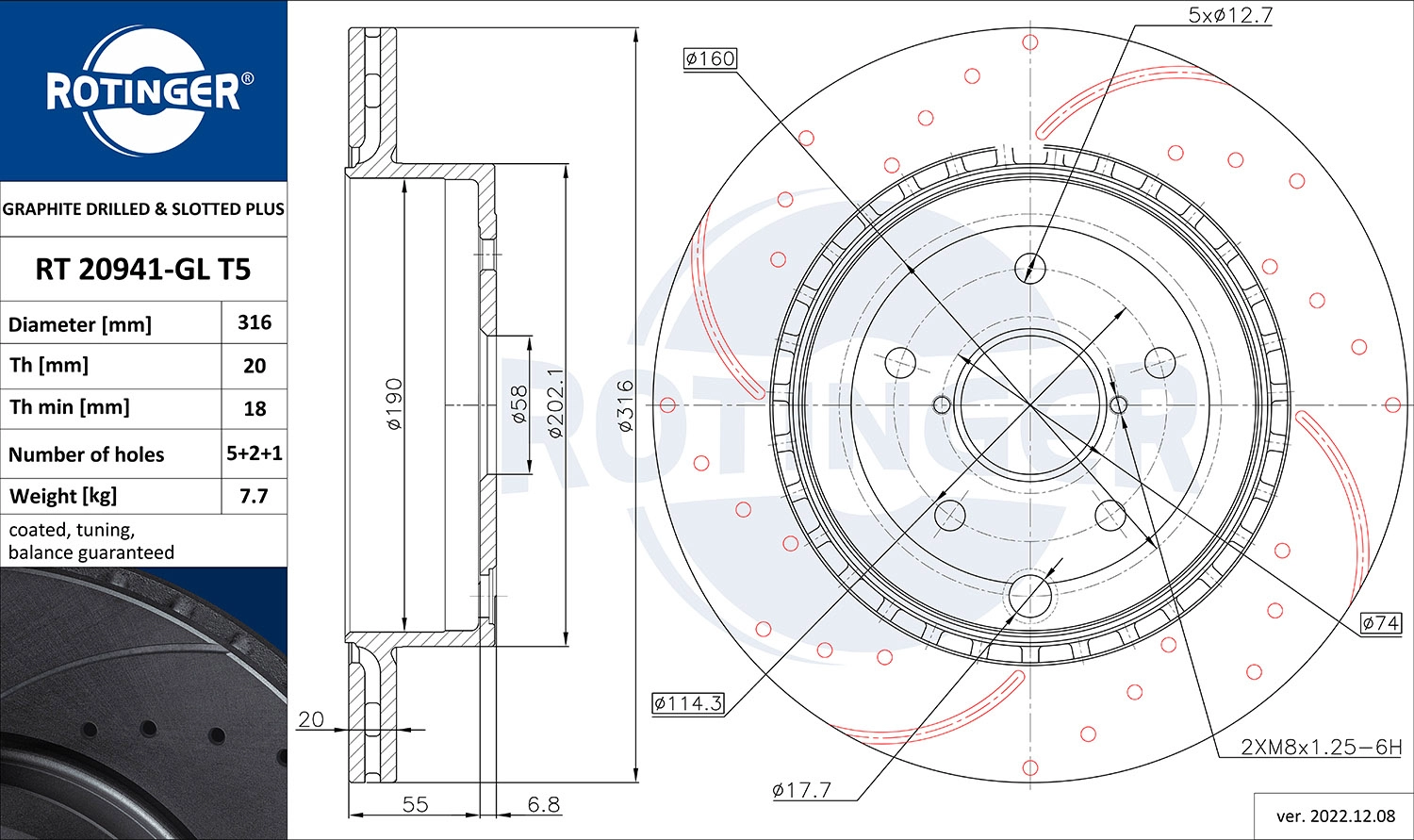 Disque de frein ROTINGER RT 20941-GL T5