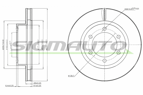 Disque de frein SIGMAUTO DBC606V