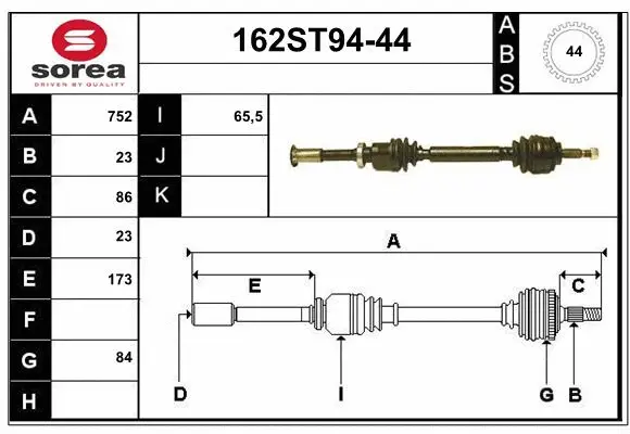 Arbre de transmission STARTCAR 162ST94-44