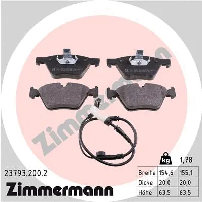 Kit de plaquettes de frein, frein à disque ZIMMERMANN 23793.200.2