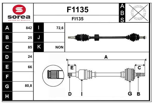 Arbre de transmission SNRA F1135