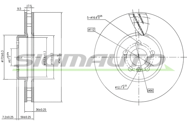 Disque de frein SIGMAUTO DBC625VRD