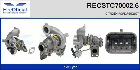 Turbocompresseur, suralimentation RECOFICIAL RECSTC70002.6