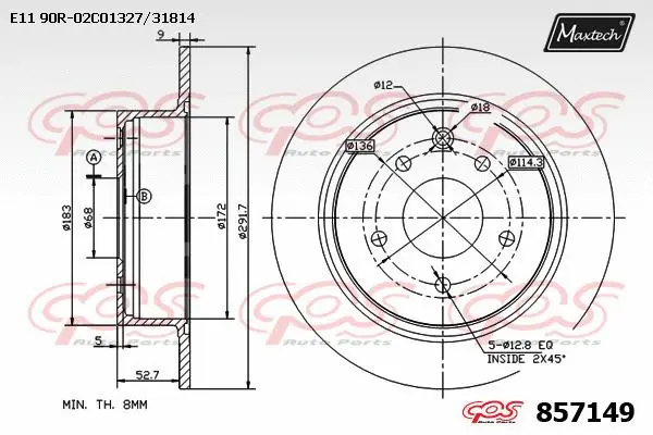 Disque de frein MAXTECH 857149