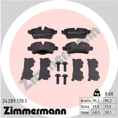 Kit de plaquettes de frein, frein à disque ZIMMERMANN 24289.170.1
