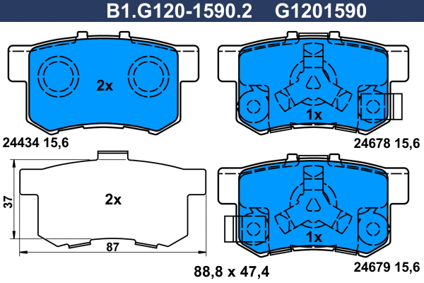 Kit de plaquettes de frein, frein à disque GALFER B1.G120-1590.2