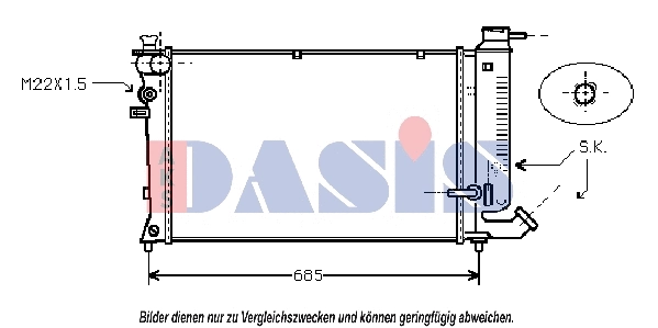 Radiateur, refroidissement du moteur AKS DASIS 060019N
