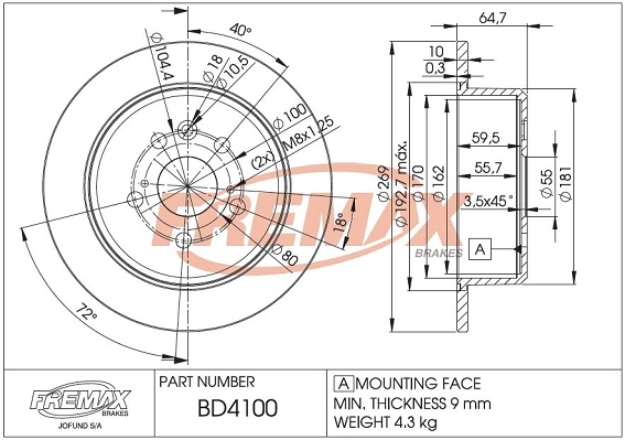 Disque de frein FREMAX BD-4100
