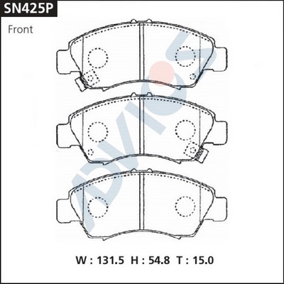 Kit de plaquettes de frein, frein à disque ADVICS SN425P