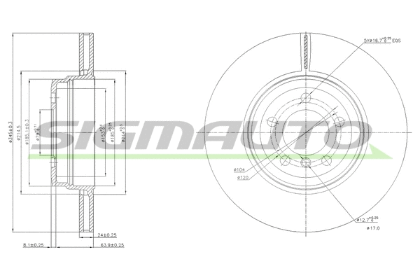 Disque de frein SIGMAUTO DBB936V