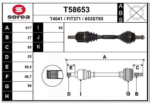 Arbre de transmission EAI T58653
