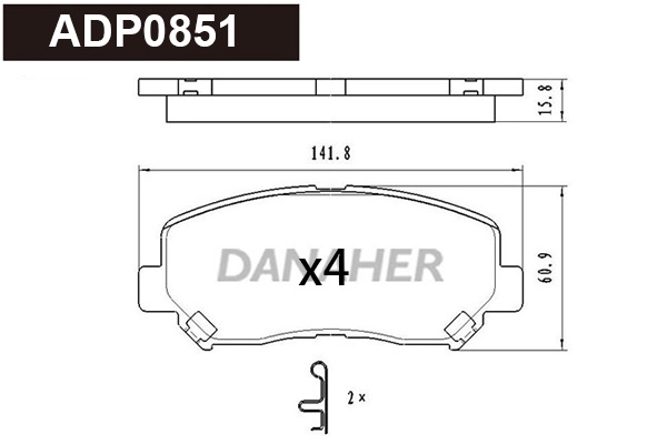 Kit de plaquettes de frein, frein à disque DANAHER ADP0851