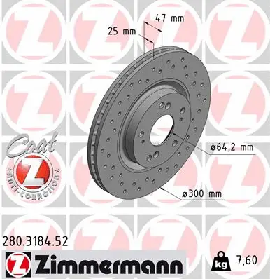 Disque de frein ZIMMERMANN 280.3184.52