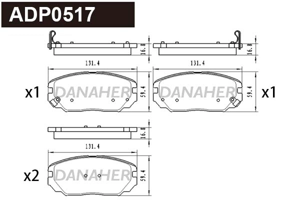 Kit de plaquettes de frein, frein à disque DANAHER ADP0517