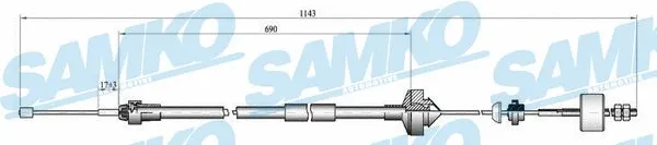 Tirette à câble, commande d'embrayage SAMKO C0277C