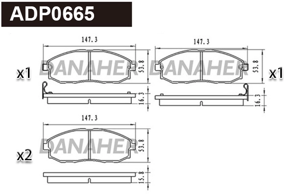 Kit de plaquettes de frein, frein à disque DANAHER ADP0665
