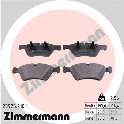 Kit de plaquettes de frein, frein à disque ZIMMERMANN 23925.210.1