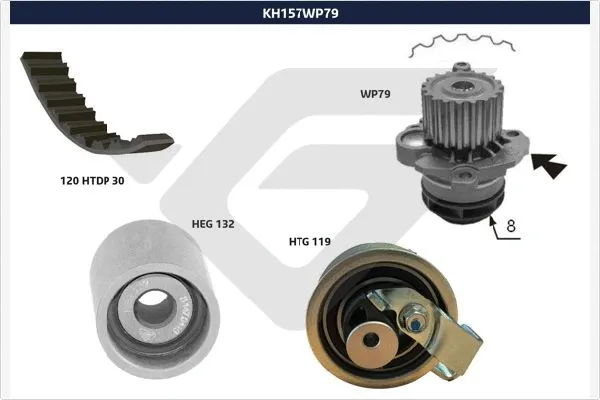 Pompe à eau + kit de courroie crantée HUTCHINSON KH 157WP79