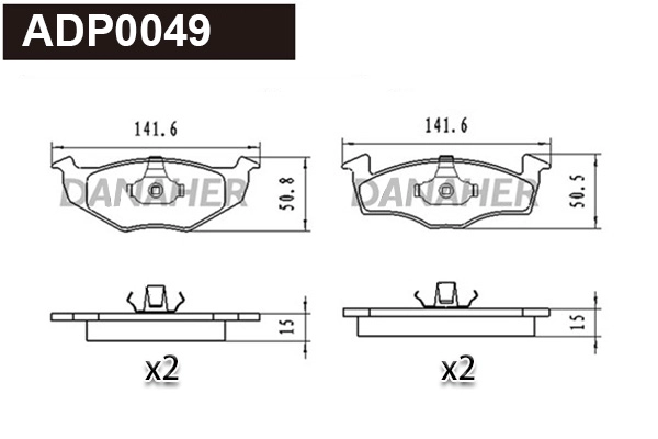Kit de plaquettes de frein, frein à disque DANAHER ADP0049