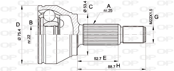 Jeu de joints, arbre de transmission OPEN PARTS CVJ5515.10