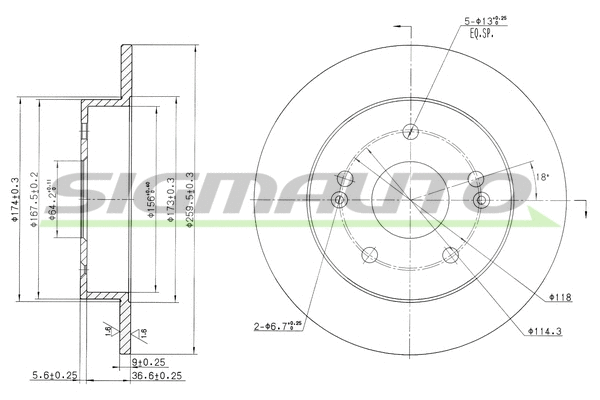 Disque de frein SIGMAUTO DBB483S