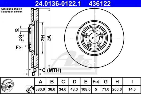 Disque de frein ATE-APAC 24.0136-0122.1