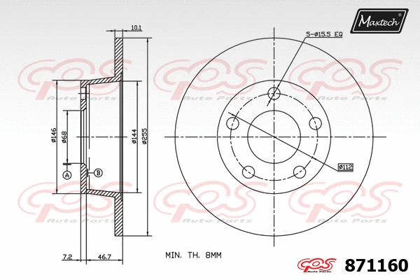 Disque de frein MAXTECH 871160