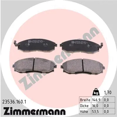 Kit de plaquettes de frein, frein à disque ZIMMERMANN 23536.160.1