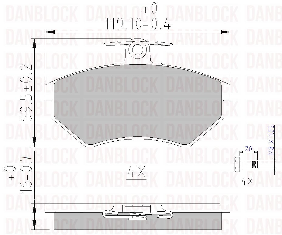 Kit de plaquettes de frein, frein à disque DANBLOCK DB 510158