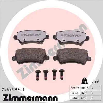 Kit de plaquettes de frein, frein à disque ZIMMERMANN 24496.970.1