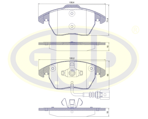 Kit de plaquettes de frein, frein à disque G.U.D. GBP880104