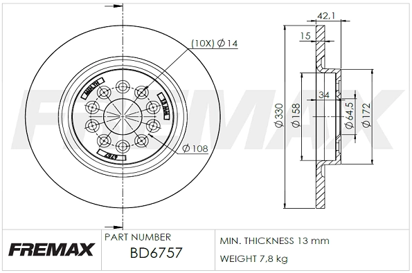 Disque de frein FREMAX BD-6757