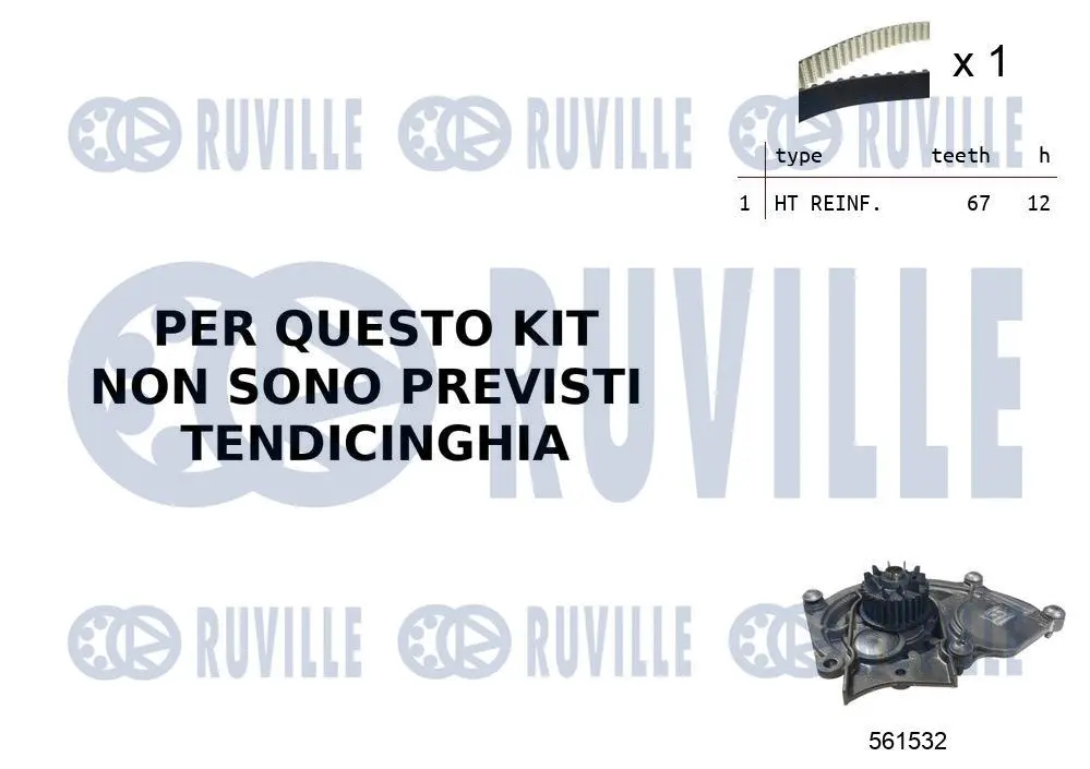 Pompe à eau + kit de courroie crantée RUVILLE 55B0031
