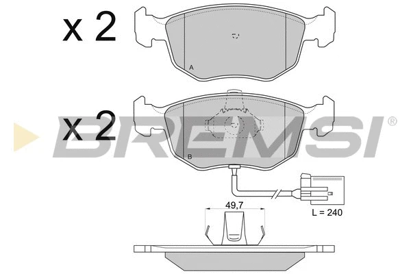 Kit de plaquettes de frein, frein à disque BREMSI BP2707
