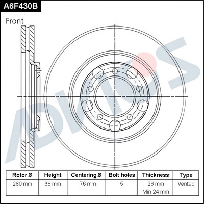 Disque de frein ADVICS A6F430B