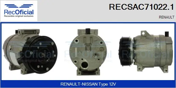 Compresseur, climatisation RECOFICIAL RECSAC71022.1