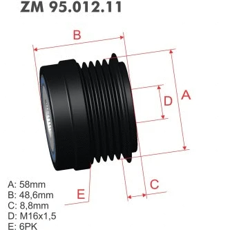 Poulie roue libre, alternateur ZM ZM 95.012.11