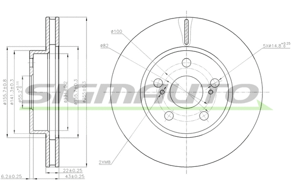 Disque de frein SIGMAUTO DBB886V