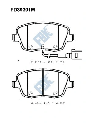 Kit de plaquettes de frein, frein à disque FBK FD39301M