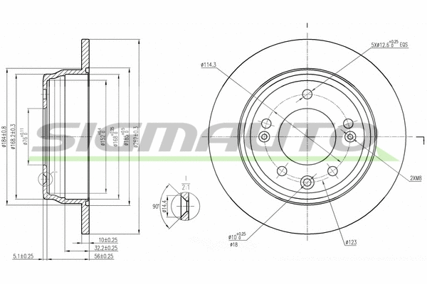 Disque de frein SIGMAUTO DBB618S