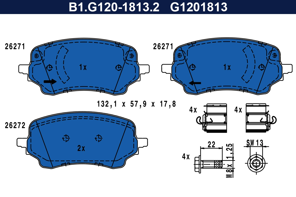 Kit de plaquettes de frein, frein à disque GALFER B1.G120-1813.2
