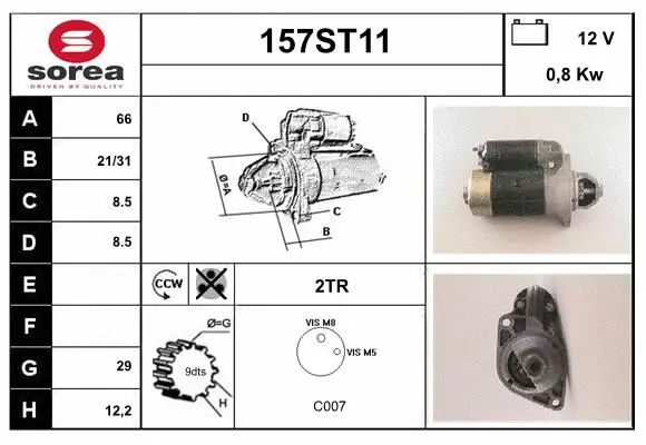 Démarreur STARTCAR 157ST11