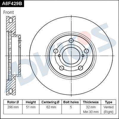 Disque de frein ADVICS A6F429B