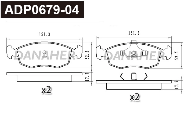 Kit de plaquettes de frein, frein à disque DANAHER ADP0679-04