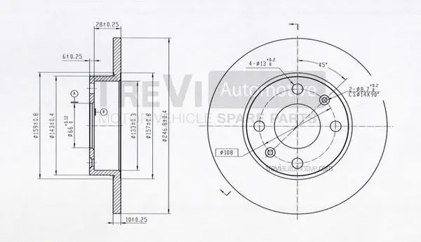 Disque de frein TREVI AUTOMOTIVE BD1003