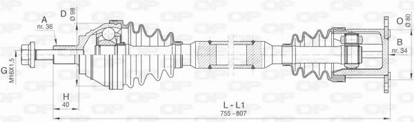 Arbre de transmission OPEN PARTS DRS6414.00