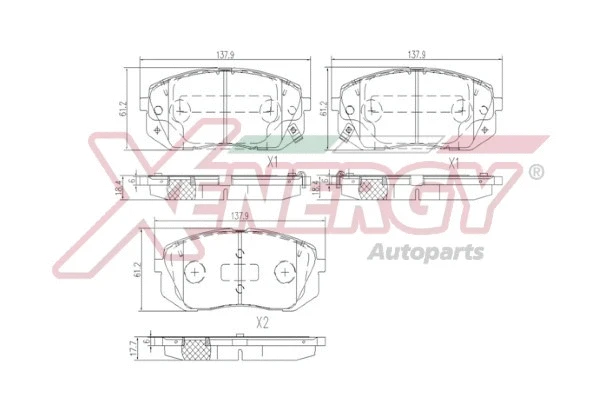 Kit de plaquettes de frein, frein à disque AP XENERGY X41284