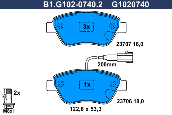 Kit de plaquettes de frein, frein à disque GALFER B1.G102-0740.2