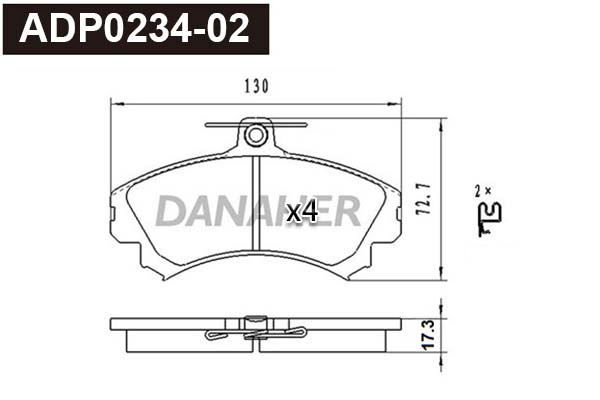 Kit de plaquettes de frein, frein à disque DANAHER ADP0234-02