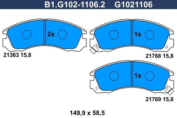Kit de plaquettes de frein, frein à disque GALFER B1.G102-1106.2